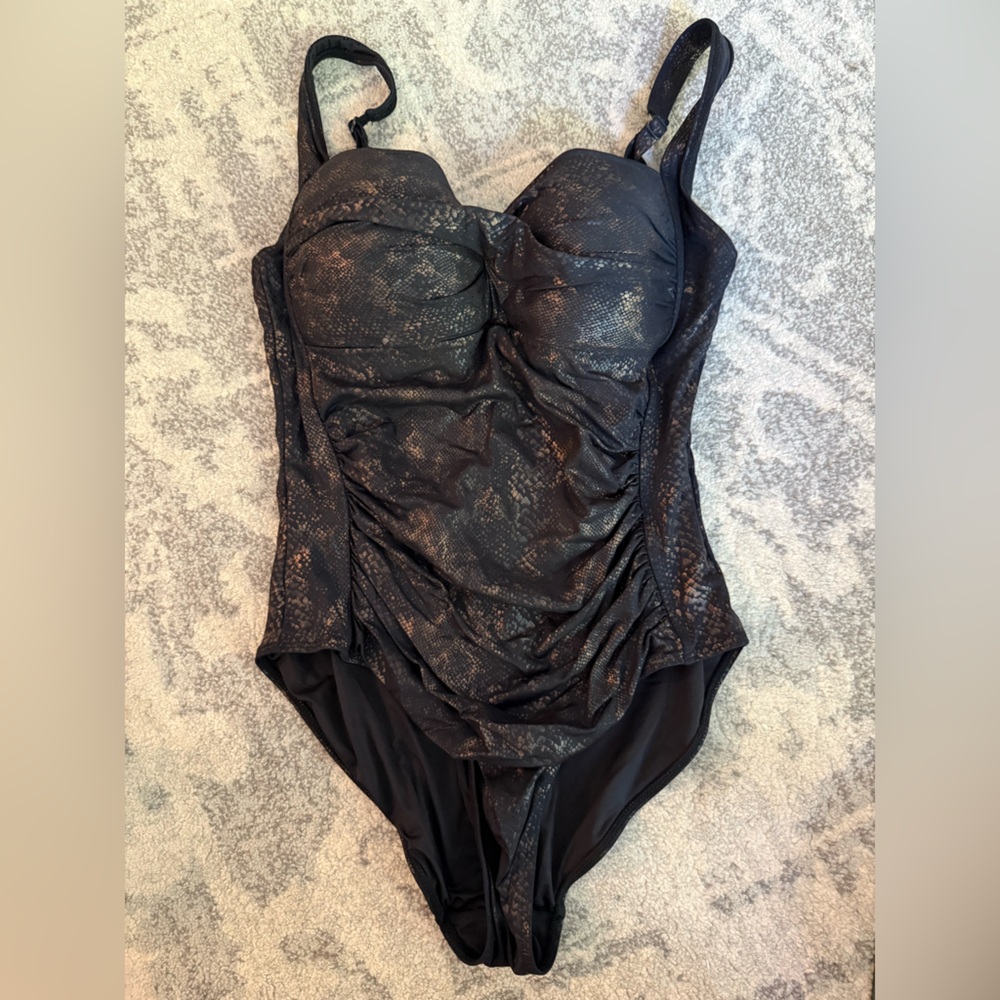 Chic Black and Gold Women's One-Piece Swimsuit